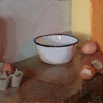 Bowl With Broken Eggs 14x14ins, SOLD