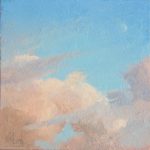 Warm Clouds and Moon, 7x7ins, SOLD