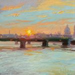 Sunset over Southwark 12x12ins SOLD